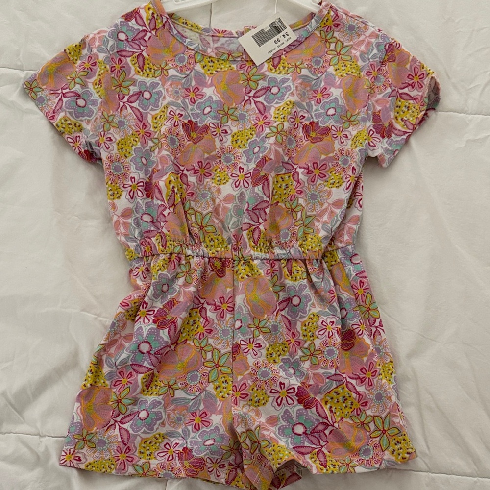Joe Fresh Floral Kids Romper - Pink and Yellow‎